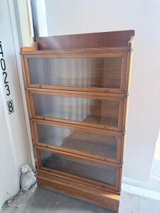 Vintage 4-Stack Oak Barrister Bookcase with Glass Doors, Modular Design, Approx. 60"x34"x12"