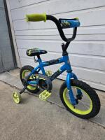Huffy Pro Thunder 12" Kids&rsquo; Bike, Blue/Yellow, Steel Frame, Training Wheels, Coaster Brake - 2