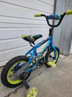 Huffy Pro Thunder 12" Kids&rsquo; Bike, Blue/Yellow, Steel Frame, Training Wheels, Coaster Brake - 3