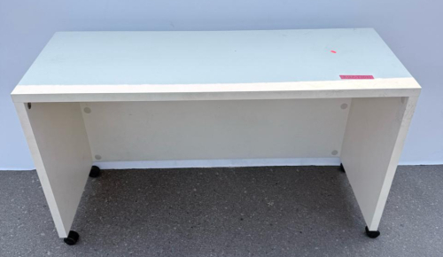 White Rectangular Office Desk on Casters, 47x23x29 in, Laminate, Modesty Panel
