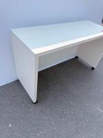 White Rectangular Office Desk on Casters, 47x23x29 in, Laminate, Modesty Panel - 3