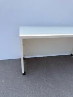White Rectangular Office Desk on Casters, 47x23x29 in, Laminate, Modesty Panel - 4