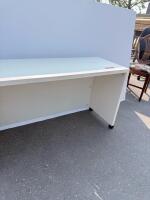 White Rectangular Office Desk on Casters, 47x23x29 in, Laminate, Modesty Panel - 5