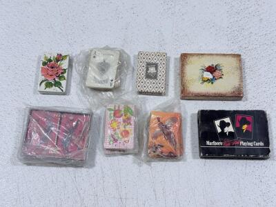 Vintage Marlboro, Sears, Floral, and Wildlife Playing Card Decks &ndash; Mixed Themes, 7 Deck Lot