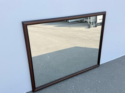 Large 48" x 36" Wall Mirror with Dark Walnut Wood Frame