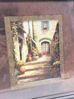 Ornate 22"x22" Framed Art Print & 22"x22" Framed Wall Mirror, Dark Brown Decorative Set - 3