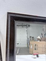 Ornate 22"x22" Framed Art Print & 22"x22" Framed Wall Mirror, Dark Brown Decorative Set - 6