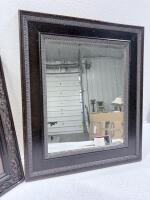Ornate 22"x22" Framed Art Print & 22"x22" Framed Wall Mirror, Dark Brown Decorative Set - 8