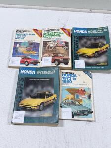 Lot of 5 Chilton Automotive Repair Manuals: Datsun/Nissan 1970&ndash;89, 1973&ndash;88, Honda 1973&ndash;95