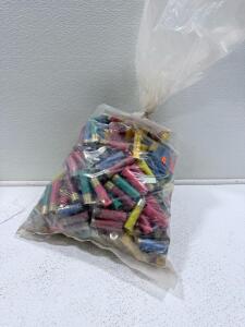Bag of 85 Mixed 12 Gauge Spent Shotgun Shell Hulls &ndash; Red, Green, Yellow, Blue, Plastic & Brass