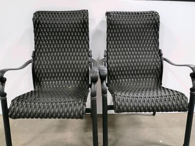 (2) Outdoor Metal Frame Wicker Patio Armchair with Armrests and Ergonomic Back