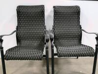 (2) Outdoor Metal Frame Wicker Patio Armchair with Armrests and Ergonomic Back