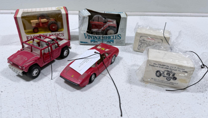Ertl Case 800 & Allis-Chalmers D-21 Tractors, Ferrari & Hummer Die-cast Cars, Collector Blocks