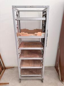 Metal Rolling Storage Rack, 5 Wood Shelves, 24"x18", 60" Tall, Industrial Utility Cart with Hooks