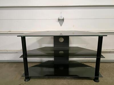 Corner Glass TV Stand, Black, 31.5" Wide, 3 Shelves