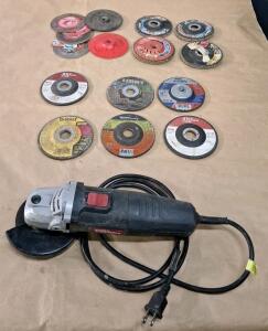 (1) Hyper Tough 4-1/2" Angle Grinder & Assorted Disks