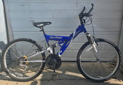 Roadmaster Mt. Storm 26" Mountain Bike, Full Suspension, 18-Speed, Blue/Silver
