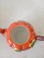 Ceramic Pumpkin Tea Set 4-Piece with Teapot, Pitcher, Creamer, Sugar Bowl &ndash; Autumn Harvest Theme - 4