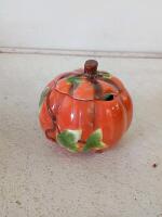 Ceramic Pumpkin Tea Set 4-Piece with Teapot, Pitcher, Creamer, Sugar Bowl &ndash; Autumn Harvest Theme - 9