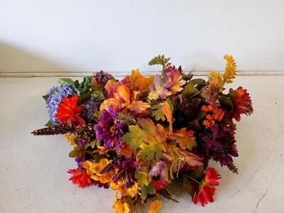 Fall Artificial Flower Arrangements Lot &ndash; 6 Mixed Faux Bouquets with Pumpkins, Leaves & Fall Florals