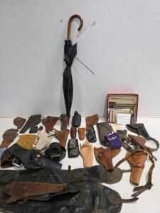 Vintage Leather & Synthetic Holster Collection, KA-BAR, SWIT-SHOT, GENE AUTRY, Belts, Pouches