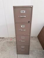 4-Drawer Vertical Metal Filing Cabinet, Beige, Lockable, Index Holders, Approx. 52"x15"x25"