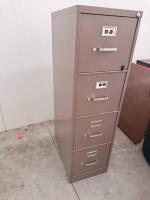 4-Drawer Vertical Metal Filing Cabinet, Beige, Lockable, Index Holders, Approx. 52"x15"x25" - 3