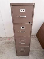 4-Drawer Vertical Metal Filing Cabinet, Beige, Lockable, Index Holders, Approx. 52"x15"x25" - 5