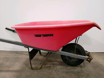 True Temper PW4UT24 4 cu. ft. Pink Poly Wheelbarrow with Pneumatic Tire