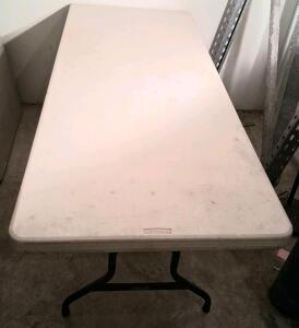 Lifetime 6-Foot Folding Utility Table, White Top with Black Legs, Stain-Resistant, UV-Protected