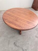 Traditional Round Wooden Coffee Table with Dual Scroll Supports, 36" Diameter - 4