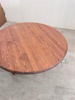 Traditional Round Wooden Coffee Table with Dual Scroll Supports, 36" Diameter - 5