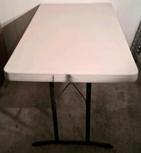 Rectangular Folding Table, 48x28x29 in, Plastic Top, Metal Legs, Indoor/Outdoor