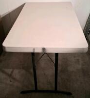 Rectangular Folding Table, 48x28x29 in, Plastic Top, Metal Legs, Indoor/Outdoor