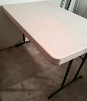 Rectangular Folding Table, 48x28x29 in, Plastic Top, Metal Legs, Indoor/Outdoor - 2
