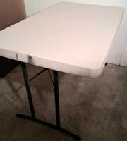 Rectangular Folding Table, 48x28x29 in, Plastic Top, Metal Legs, Indoor/Outdoor - 3