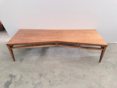 Mid-Century Modern Wooden Coffee Table with Angled Top, 47" x 23" x 15"