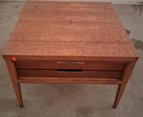 Mid-Century Modern Solid Wood Coffee Table with Drawer, 28" x 28" x 20"
