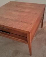Mid-Century Modern Solid Wood Coffee Table with Drawer, 28" x 28" x 20" - 3
