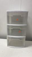Stackable 3-Drawer Plastic Storage Organizers, Black & White, Modular, 24" Tall, Set of 2 - 2