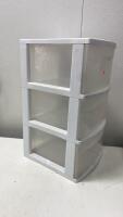 Stackable 3-Drawer Plastic Storage Organizers, Black & White, Modular, 24" Tall, Set of 2 - 4