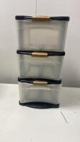 Stackable 3-Drawer Plastic Storage Organizers, Black & White, Modular, 24" Tall, Set of 2 - 5