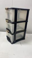 Stackable 3-Drawer Plastic Storage Organizers, Black & White, Modular, 24" Tall, Set of 2 - 7