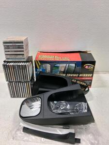 CIPA Custom Towing Mirrors, Clip-On, Black, Fits Pickup/SUV, OEM Box, New, Country CDs