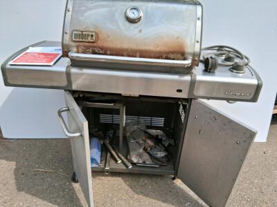 Weber Genesis 3-Burner Stainless Steel Gas Grill with Cabinet and Built-In Thermometer