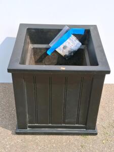 Black 19" Resin Outdoor Planter Box, Decorative Panel, Hardware Included