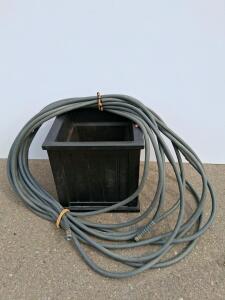 Gray 75ft Garden Hose with Black 19"x19"x19" Plastic Planter Box