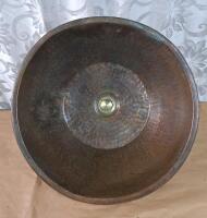 (1) Hand-Hammered, Round Brass Vessel Sink, 16" Diameter x 6" Deep & (1) Lava Odoro Kitchen Faucet, Brushed Brass Finish - 2