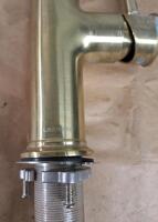 (1) Hand-Hammered, Round Brass Vessel Sink, 16" Diameter x 6" Deep & (1) Lava Odoro Kitchen Faucet, Brushed Brass Finish - 5