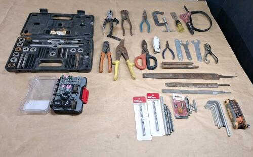 (1) Hyper Tough Rotary Tool Bit Set, (1) Partial Tap & Die Set & Assorted Hand Tools